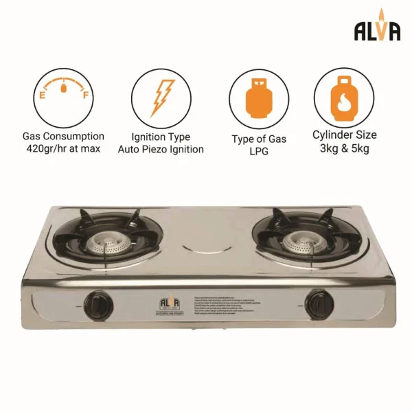 Alva Single Burner Stainless Steel Gas Stove (Empty, no hose/regulator) - Image 3