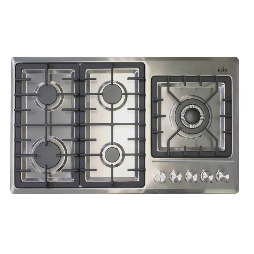 Alva 90 cm 5‑Burner Stainless Steel Gas Hob (Empty)