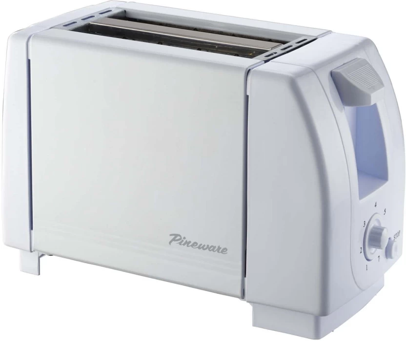 Pineware White 2-Slice Toaster